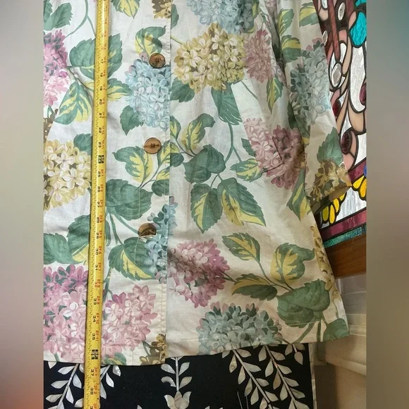 Anthropologie Mellie‎ Hydrangea Floral Raincoat Linen Trench Jacket Soft Girl - Picture 11 of 12